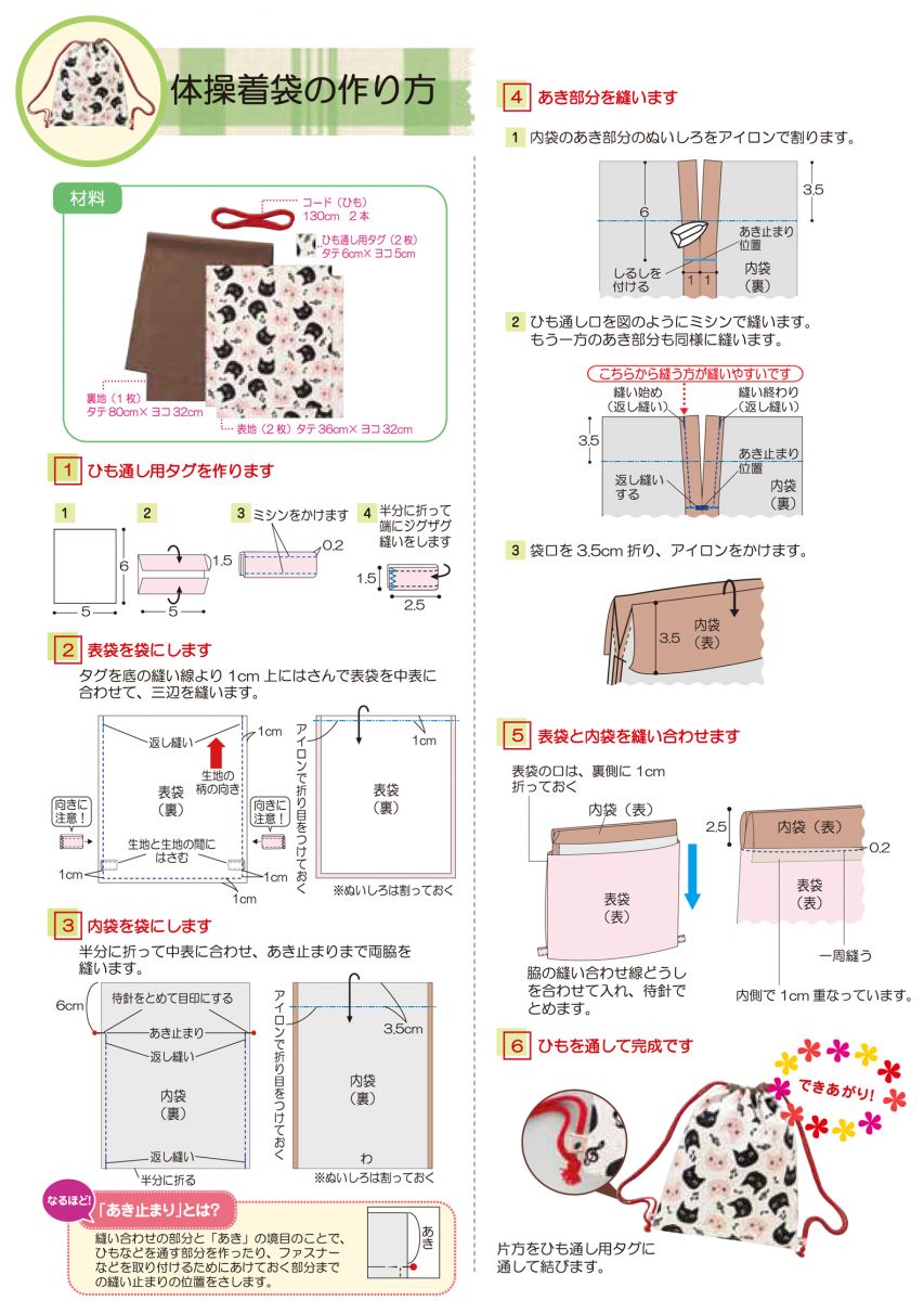 体操着袋 入園 入学 手づくりレシピ そーいんぐ Com