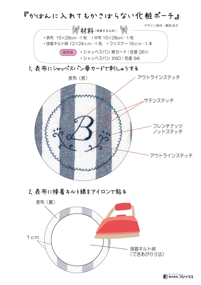 かばんに入れてもかさばらない化粧ポーチ ケース 小物入れ 袋 ポーチ 手づくりレシピ そーいんぐ Com